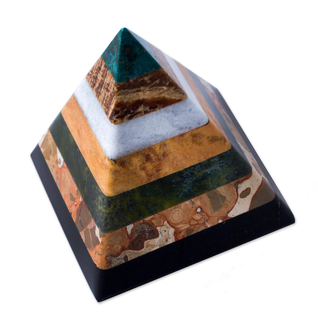Good Energy Gemstone Pyramid Sculpture from Peru - Be Positive