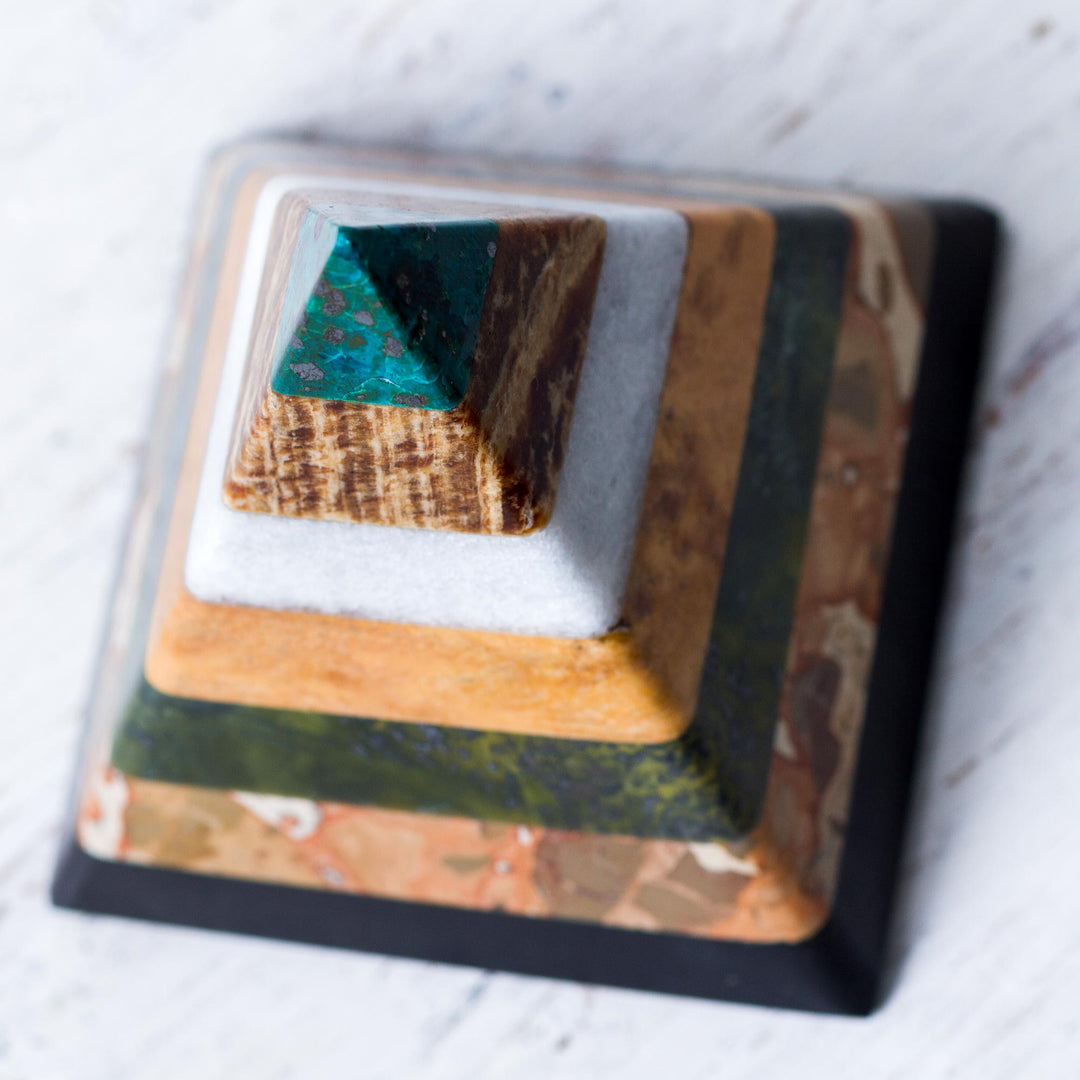 Good Energy Gemstone Pyramid Sculpture from Peru - Be Positive