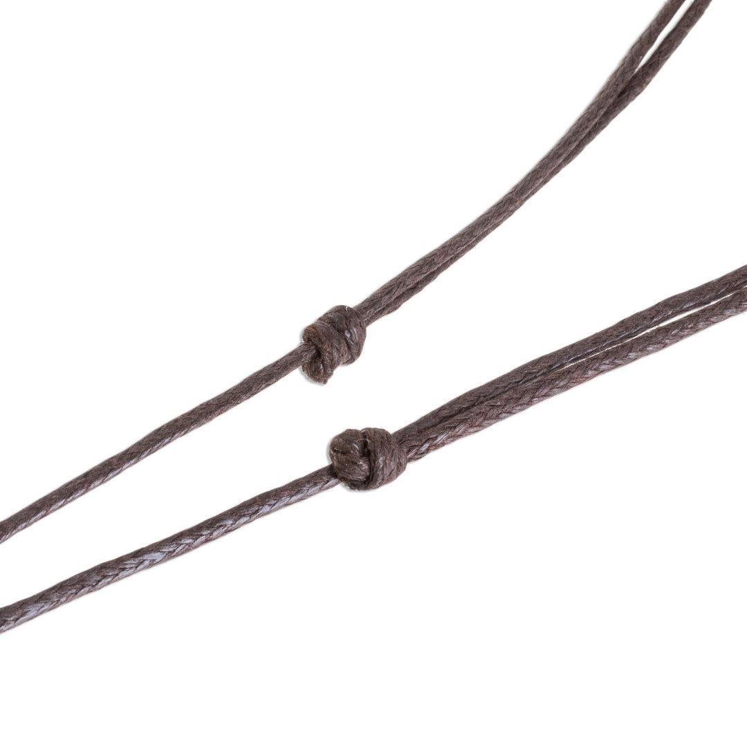 Jobillo Wood Cat Pendant Necklace from Costa Rica - Jobillo Cat