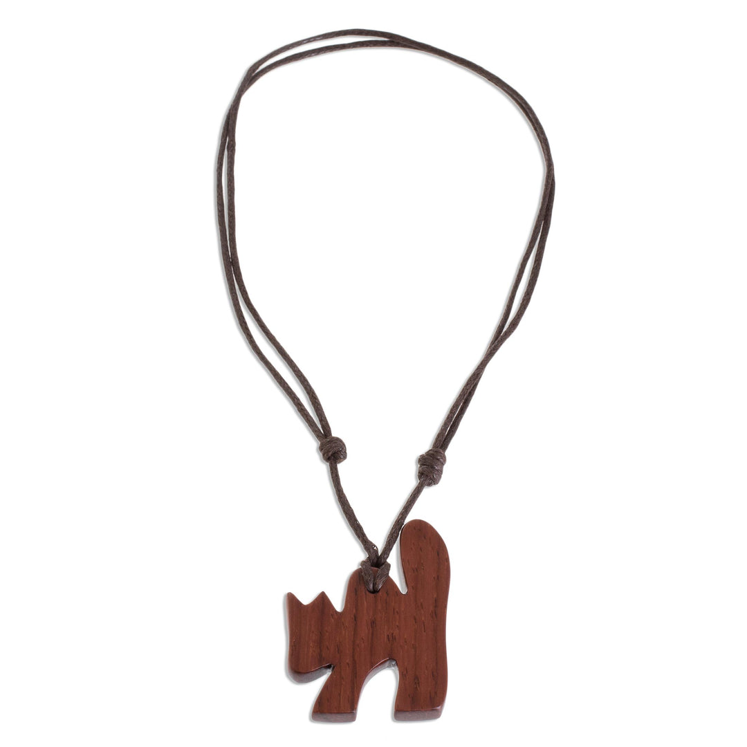 Estoraque Wood Cat Pendant Necklace from Costa Rica - Estoraque Cat