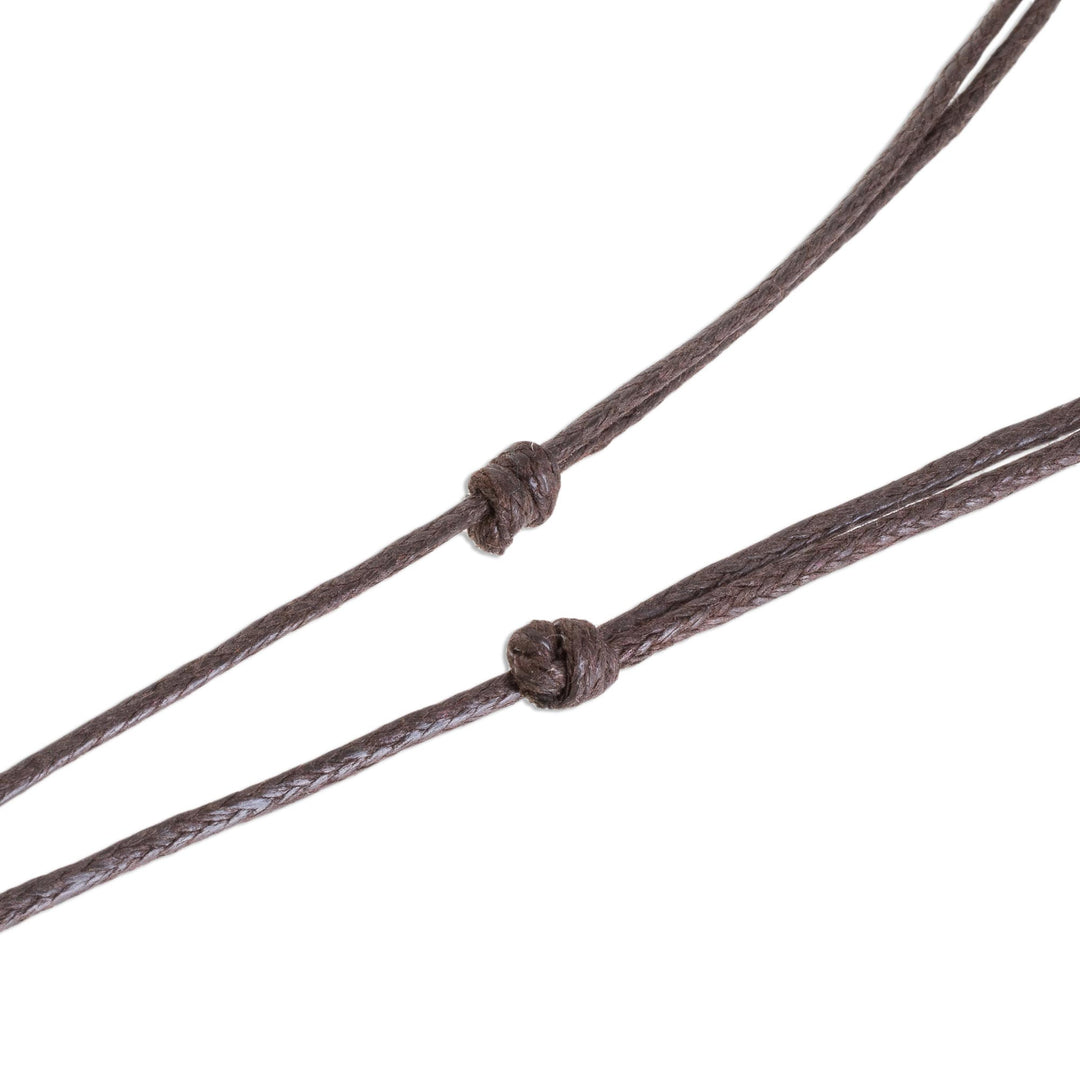 Estoraque Wood Cat Pendant Necklace from Costa Rica - Estoraque Cat