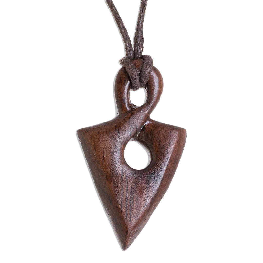 Estoraque Wood Spearhead Pendant Necklace from Costa Rica - Estoraque Spear