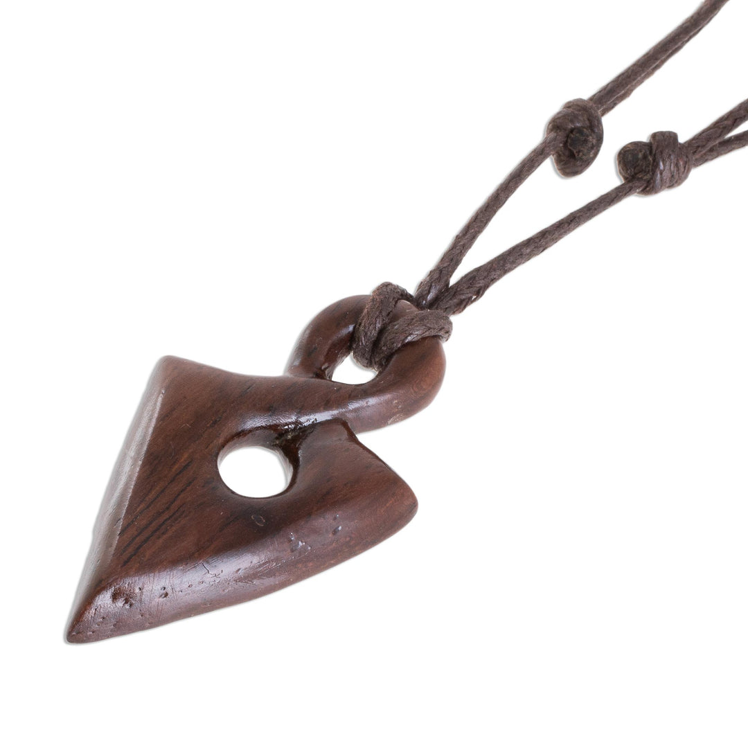Estoraque Wood Spearhead Pendant Necklace from Costa Rica - Estoraque Spear