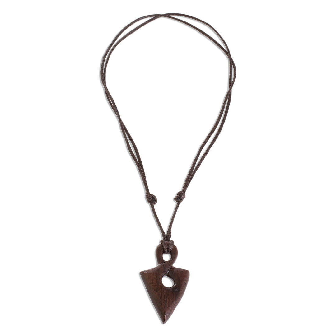 Estoraque Wood Spearhead Pendant Necklace from Costa Rica - Estoraque Spear