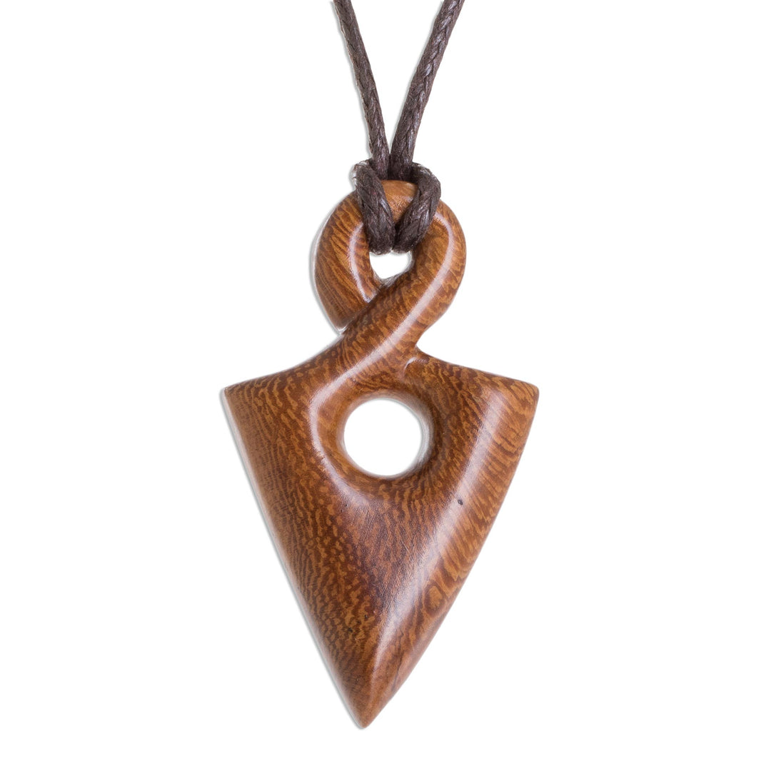 Madrecacao Wood Spearhead Pendant Necklace from Costa Rica - Madrecacao Spear