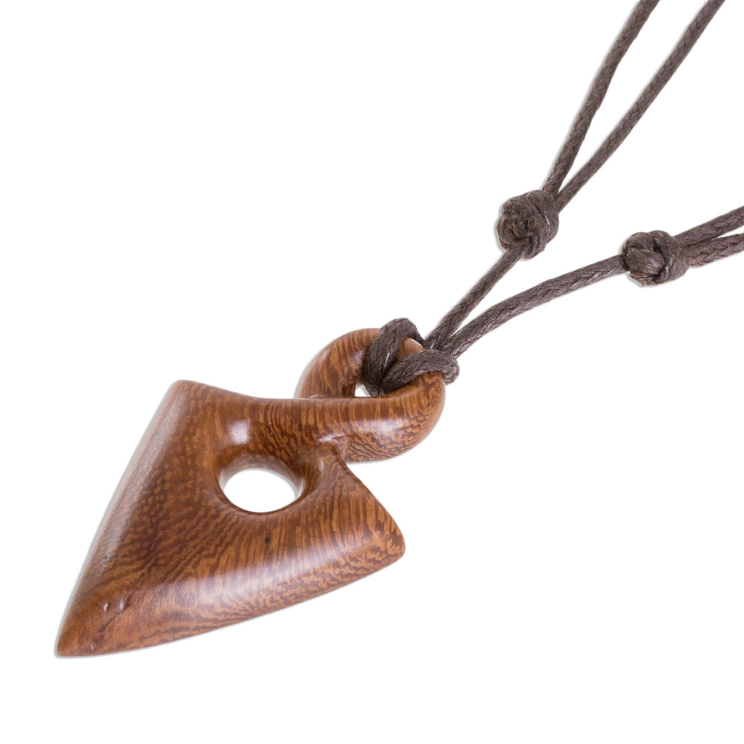 Madrecacao Wood Spearhead Pendant Necklace from Costa Rica - Madrecacao Spear
