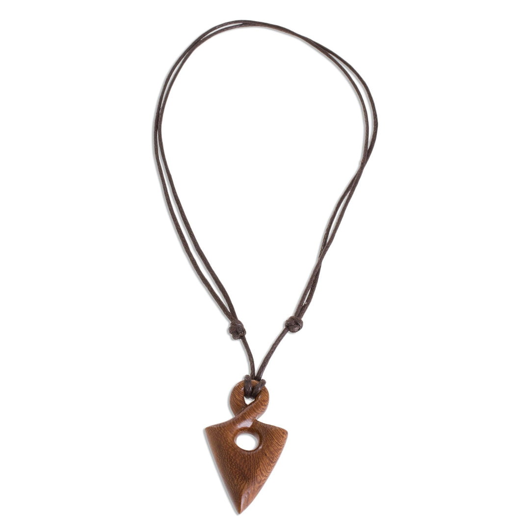 Madrecacao Wood Spearhead Pendant Necklace from Costa Rica - Madrecacao Spear