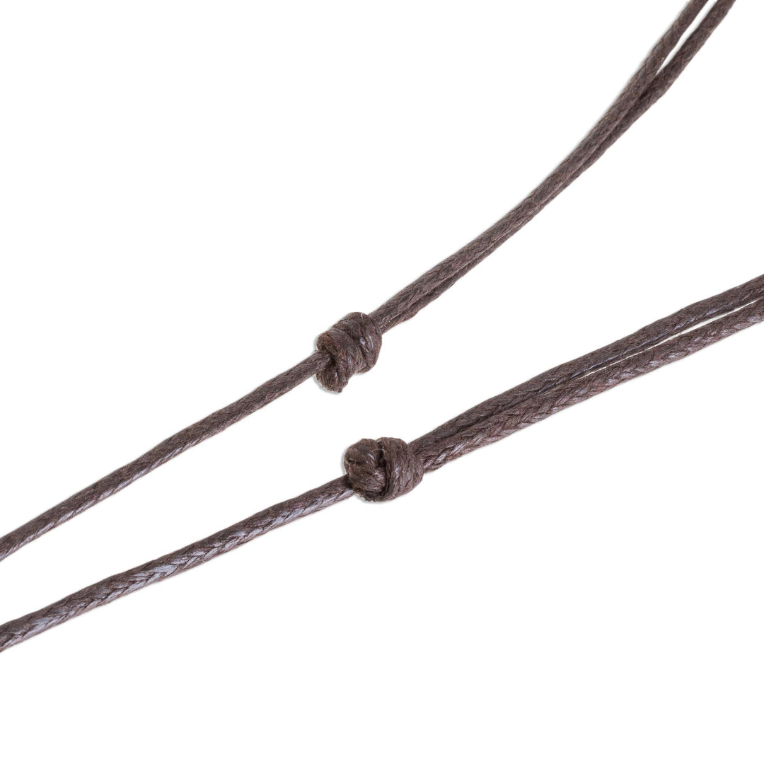 Jobillo and Estoraque Wood Heart Necklace from Costa Rica - Jobillo Heart Stripe