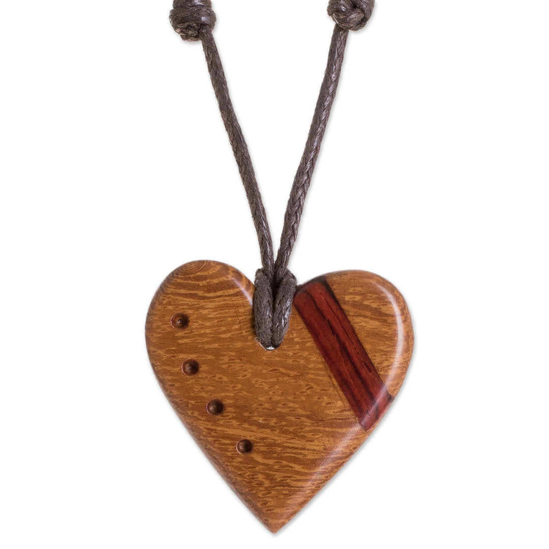 Madrecacao and Estoraque Heart Necklace from Costa Rica - Madrecacao Heart Stripe