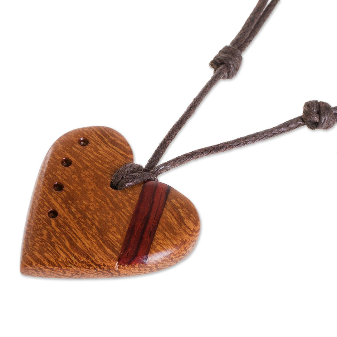Madrecacao and Estoraque Heart Necklace from Costa Rica - Madrecacao Heart Stripe
