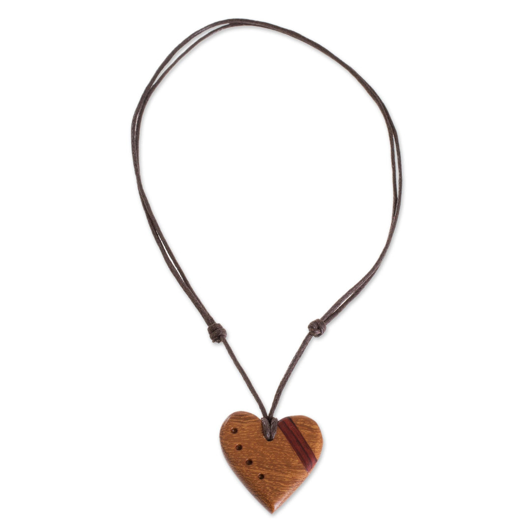 Madrecacao and Estoraque Heart Necklace from Costa Rica - Madrecacao Heart Stripe