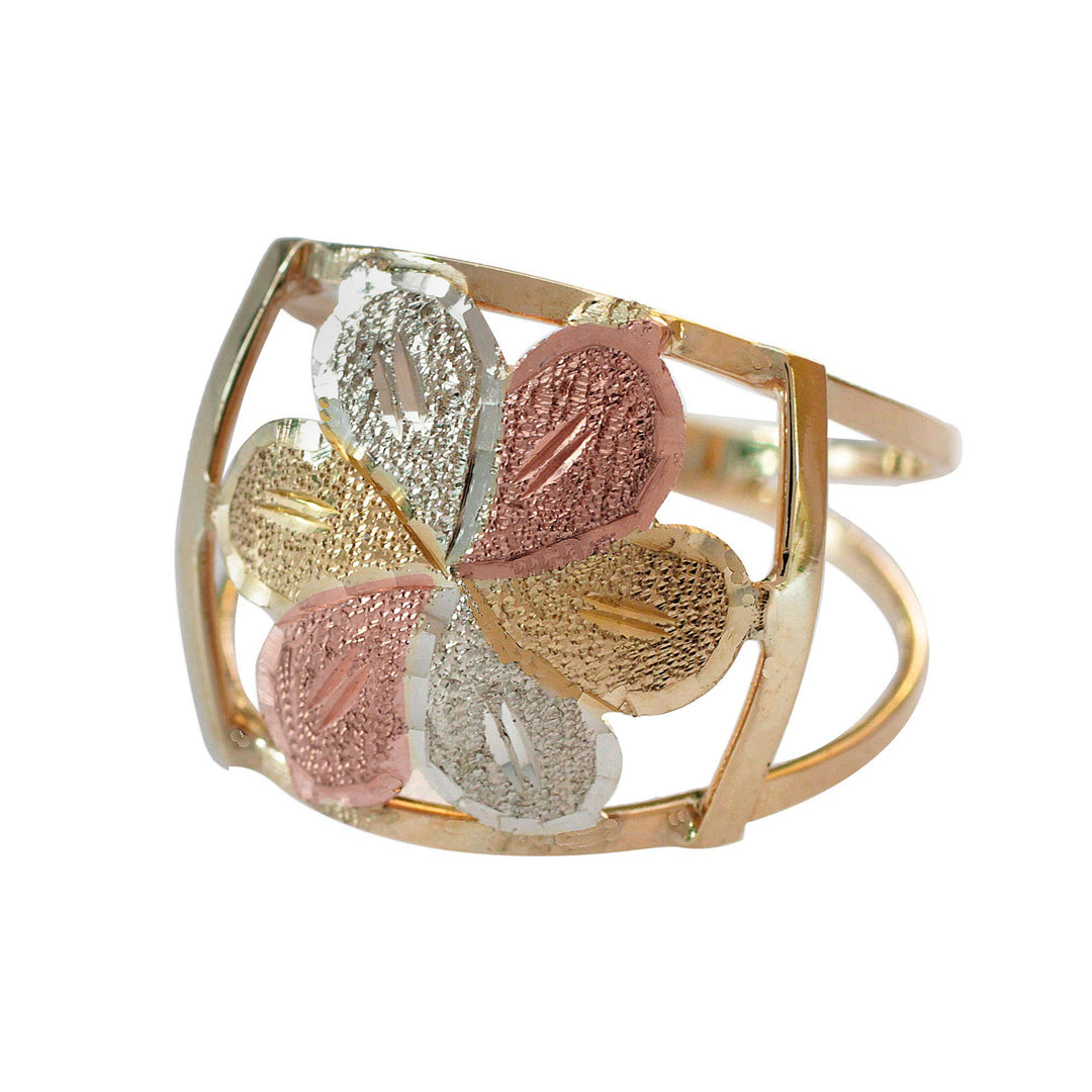 Handcrafted Floral 10k Gold Cocktail Ring from Brazil - Luxurious Flower