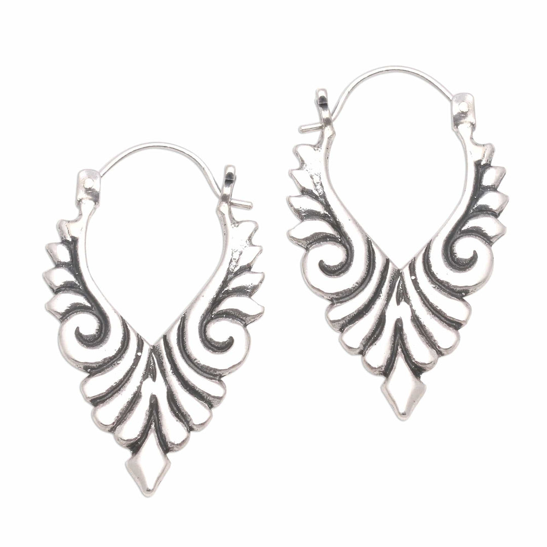 Artisan Crafted Sterling Silver Hoop Earrings from Bali - Elegant Beauty