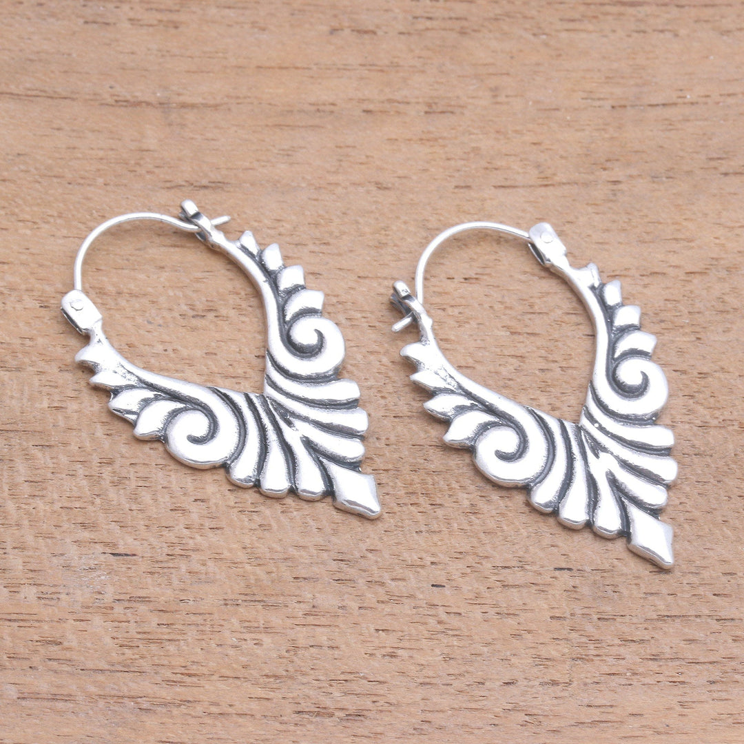 Artisan Crafted Sterling Silver Hoop Earrings from Bali - Elegant Beauty
