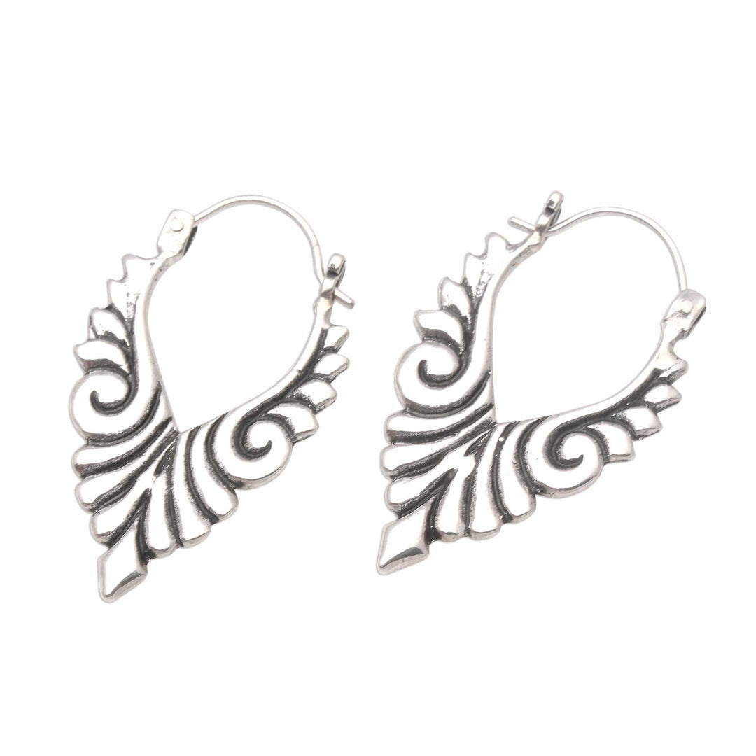 Artisan Crafted Sterling Silver Hoop Earrings from Bali - Elegant Beauty