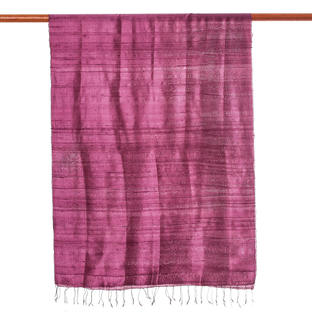 Silk Wrap Scarf in Solid Plum from Thailand - Otherworldly in Plum
