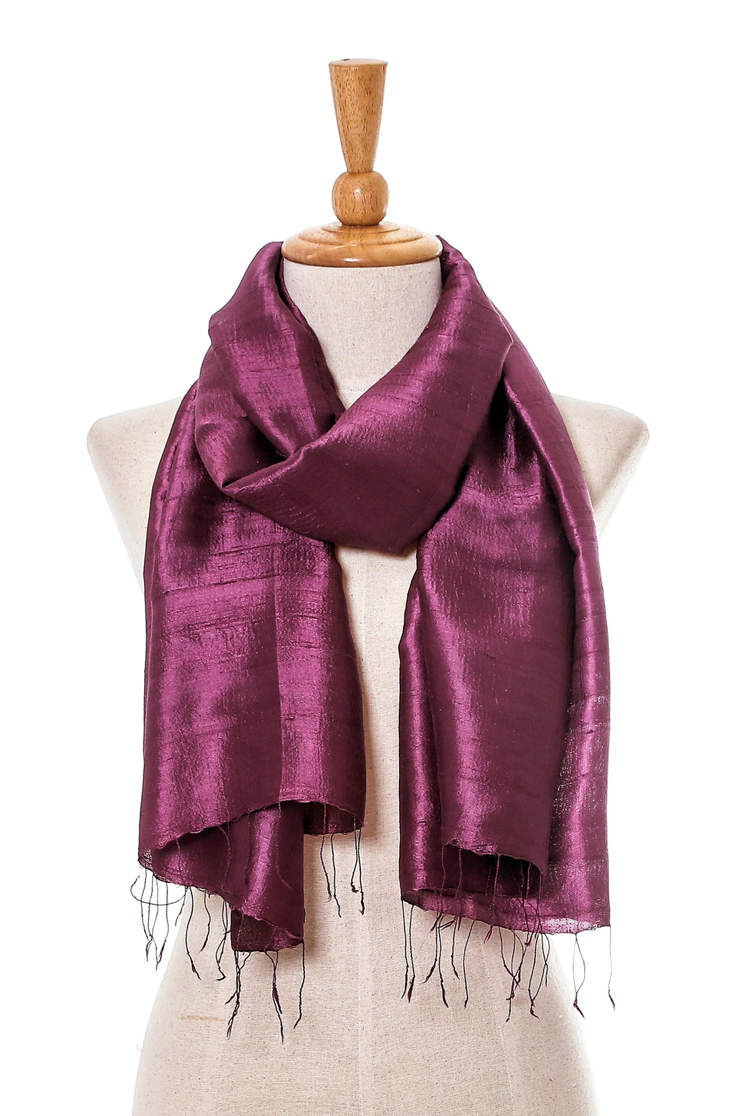 Silk Wrap Scarf in Solid Plum from Thailand - Otherworldly in Plum