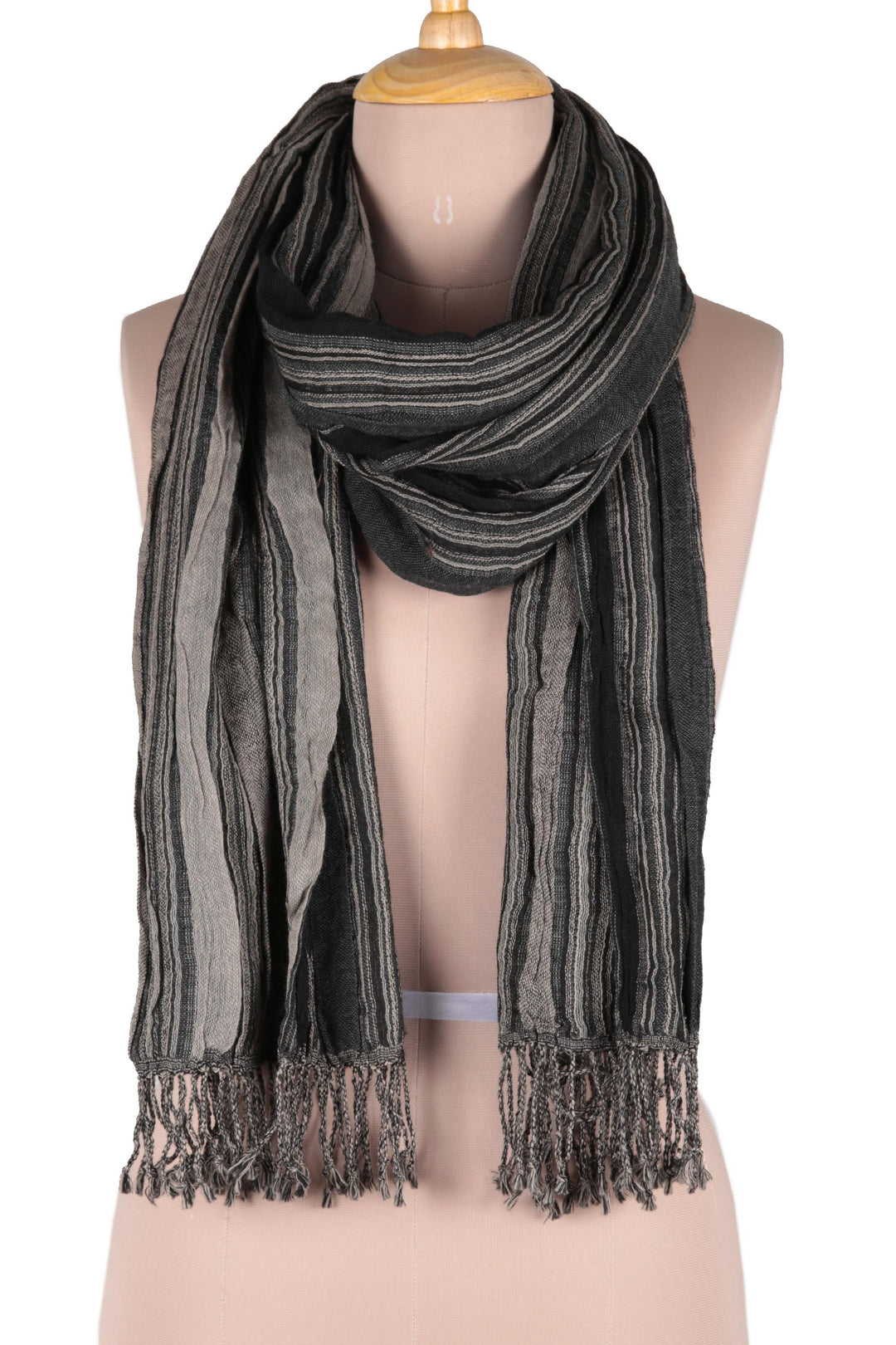 Wool Scarf with Subtle Stripes Crafted in India - Chic Stripes