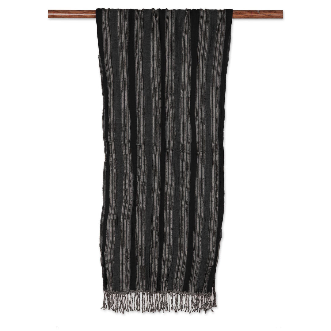 Wool Scarf with Subtle Stripes Crafted in India - Chic Stripes