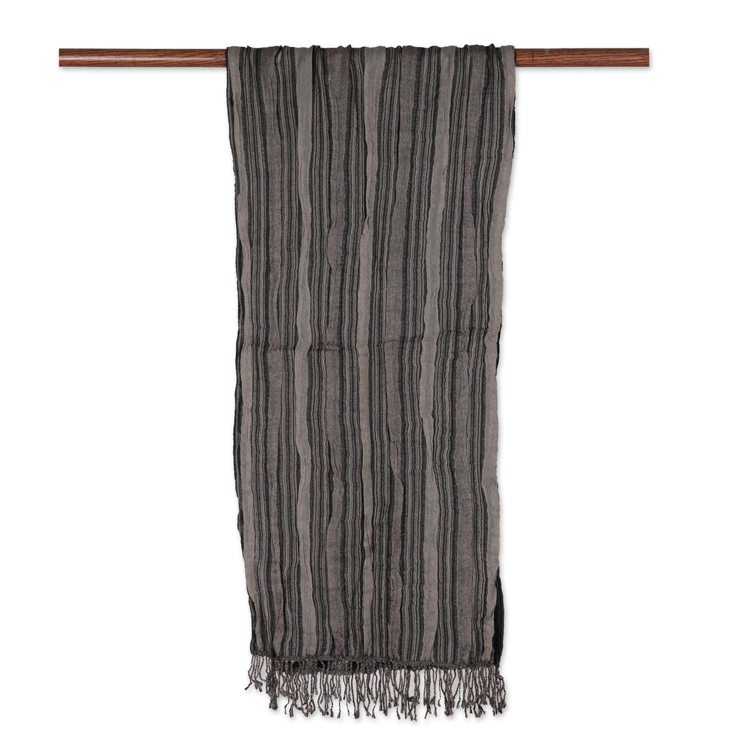 Wool Scarf with Subtle Stripes Crafted in India - Chic Stripes