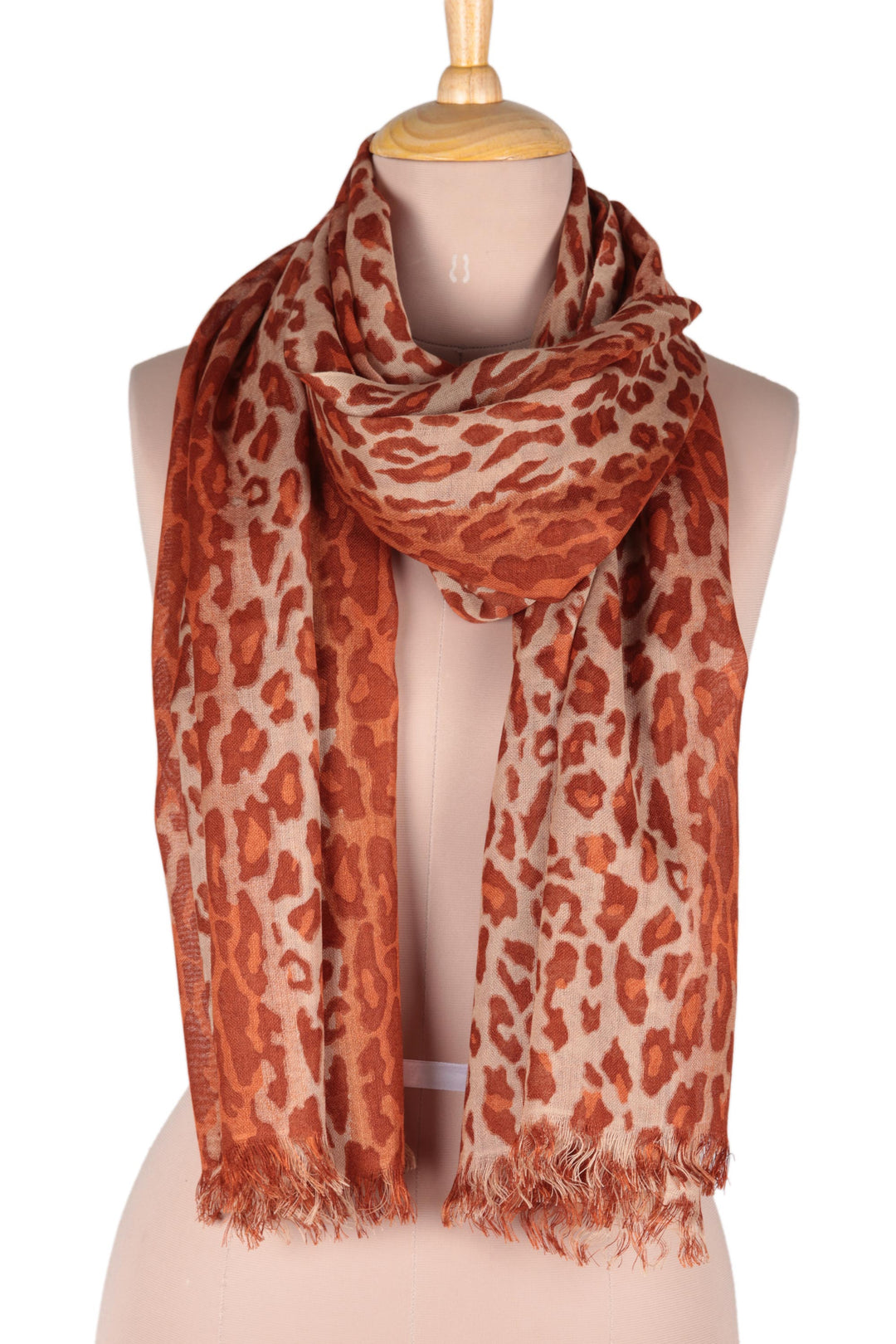 Cheetah Print Wool Shawl from India - Cheetah Elegance