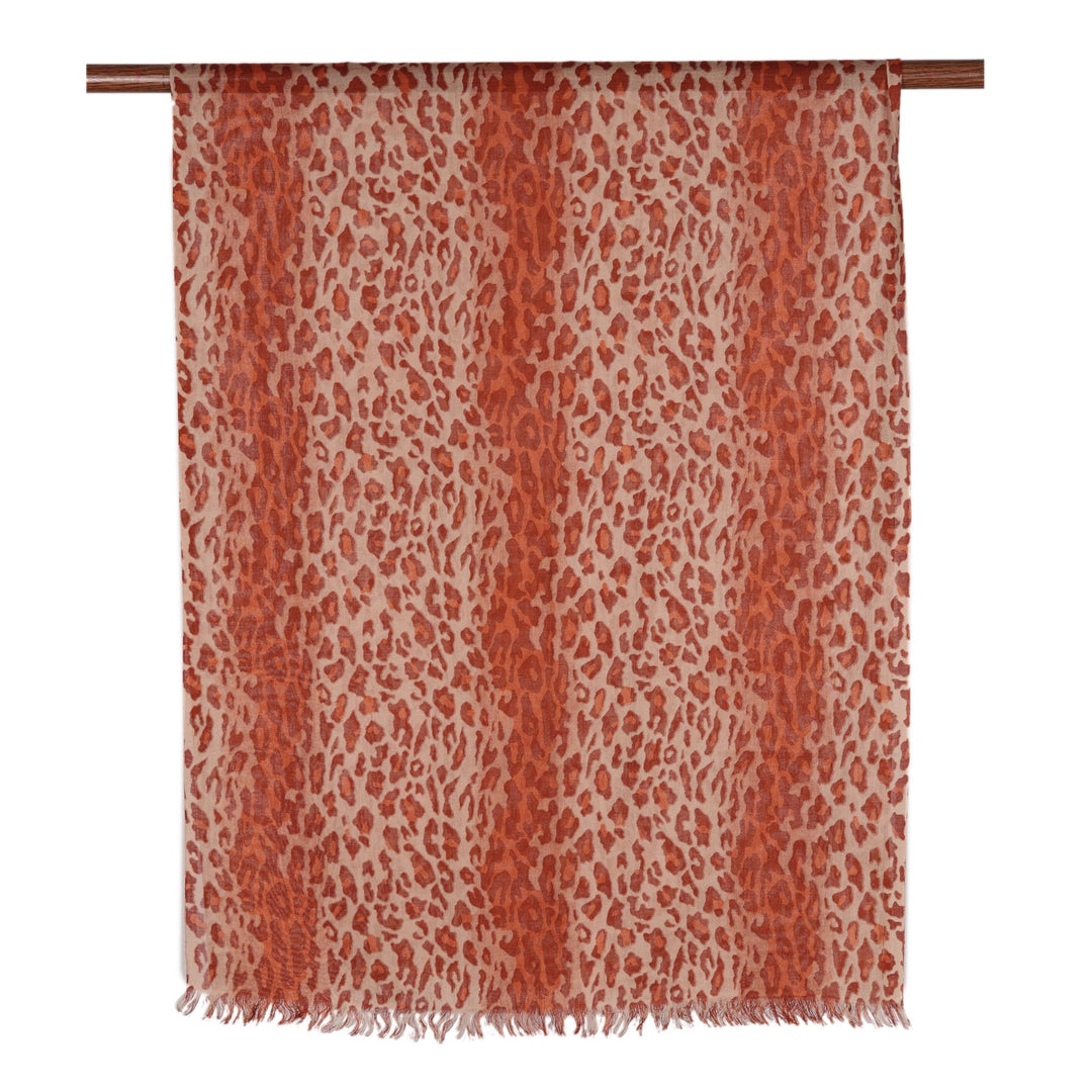 Cheetah Print Wool Shawl from India - Cheetah Elegance