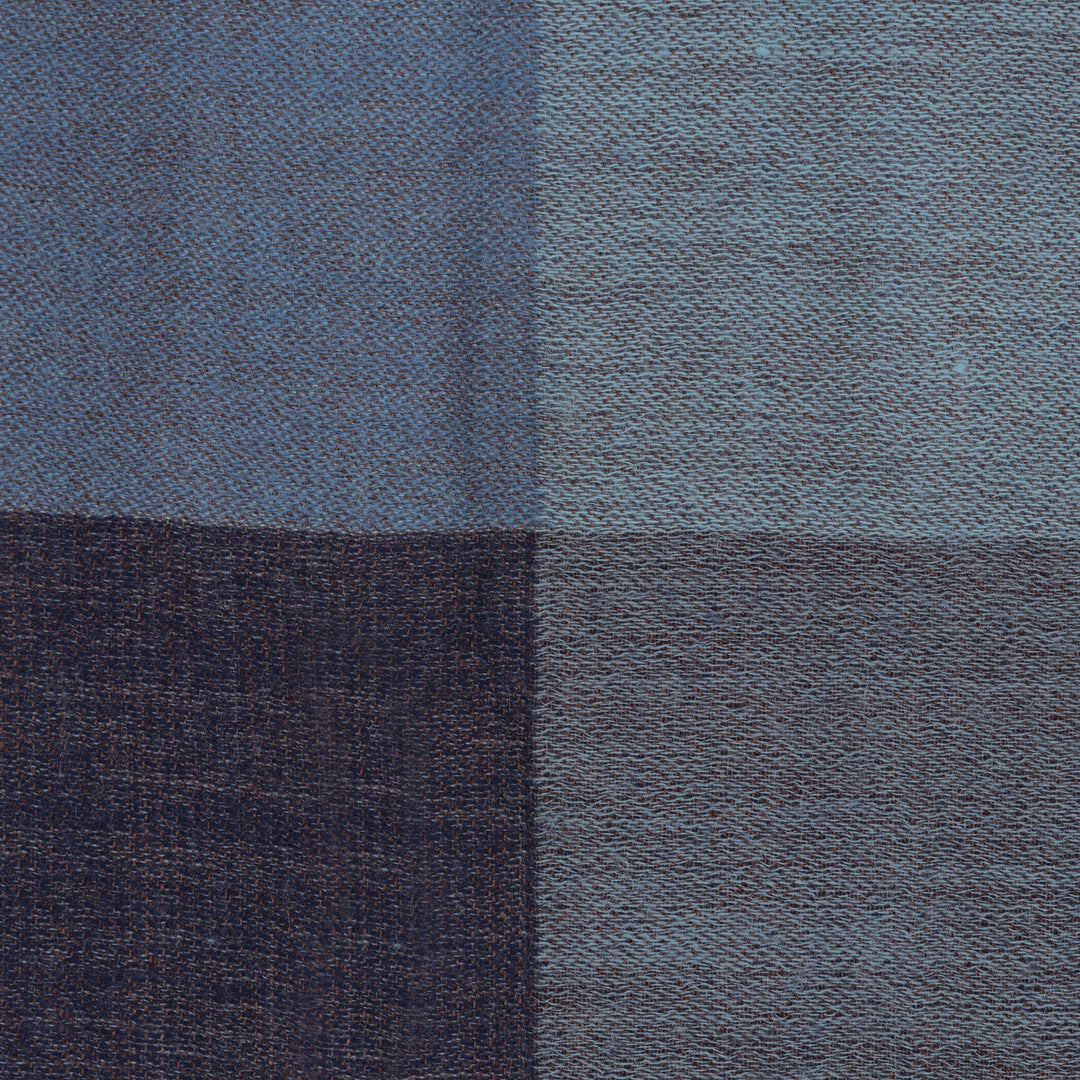 Square Pattern Fringed Wool Shawl Woven in India - Abstract Beauty