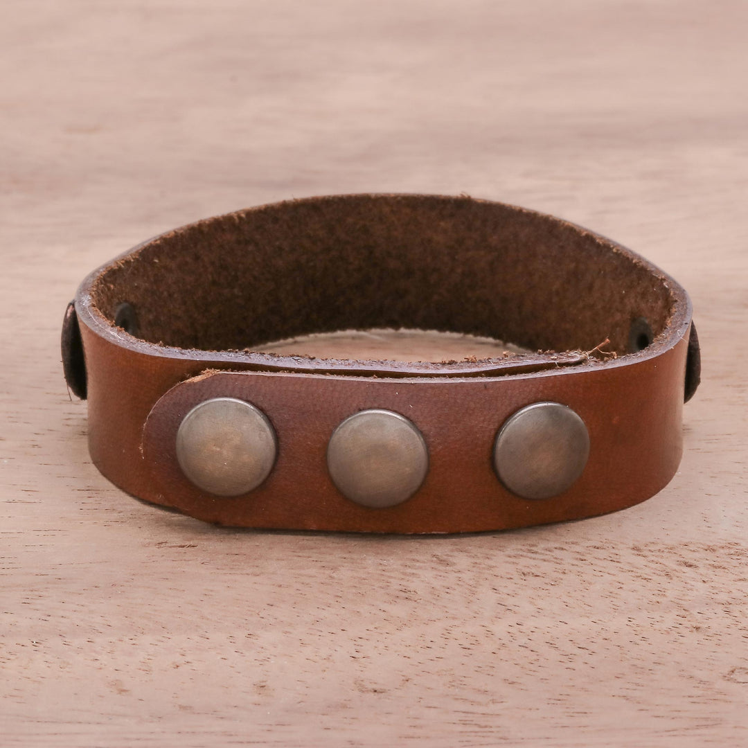 Black and Brown Studded Leather Wristband Bracelet - Striking Studs