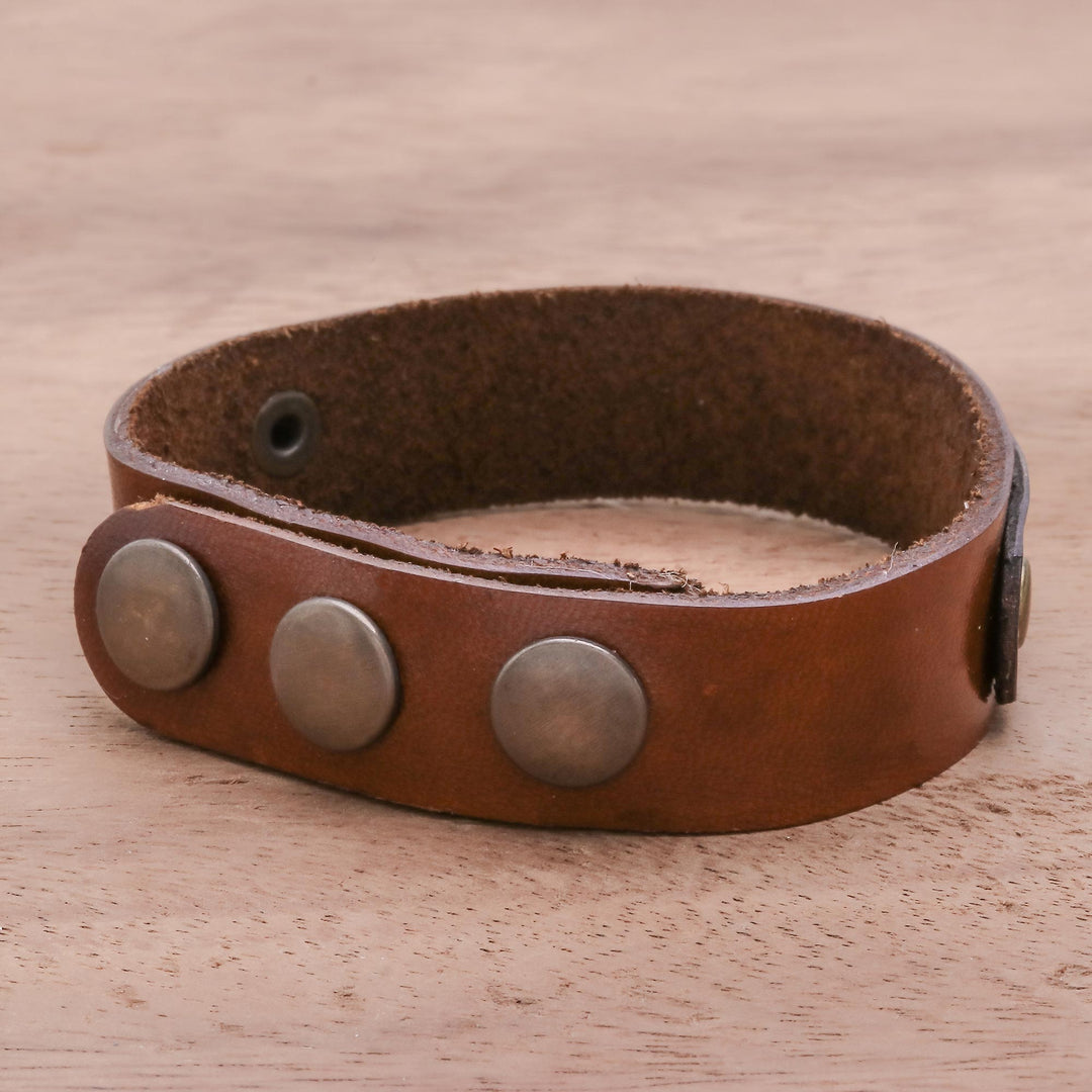Black and Brown Studded Leather Wristband Bracelet - Striking Studs