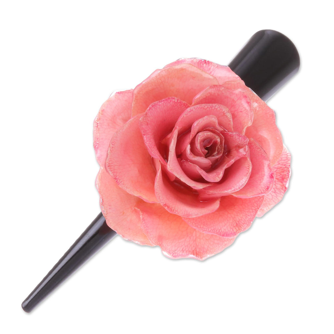 Natural Pink Sweetheart Rose Hair Clip from Thailand - Pink Sweetheart