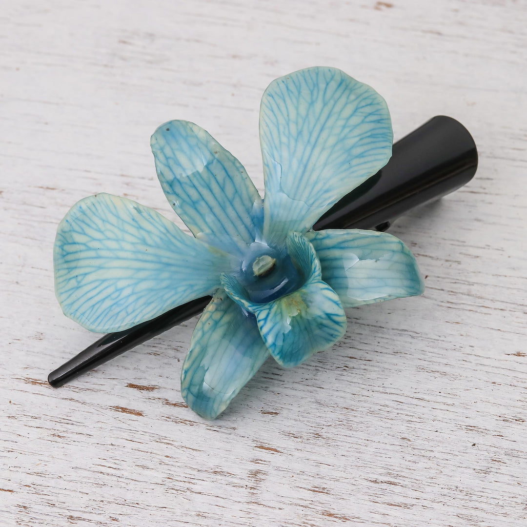 Natural Blue Thai Orchid Hair Clip - Blue Orchid Love