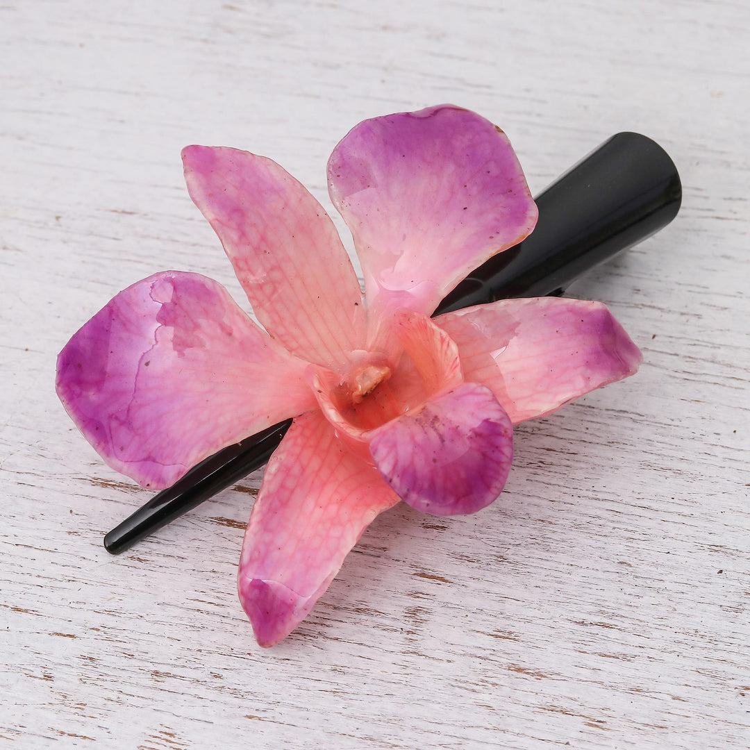 Natural Pale Fuchsia Thai Orchid Hair Clip - Pale Fuchsia Orchid Love