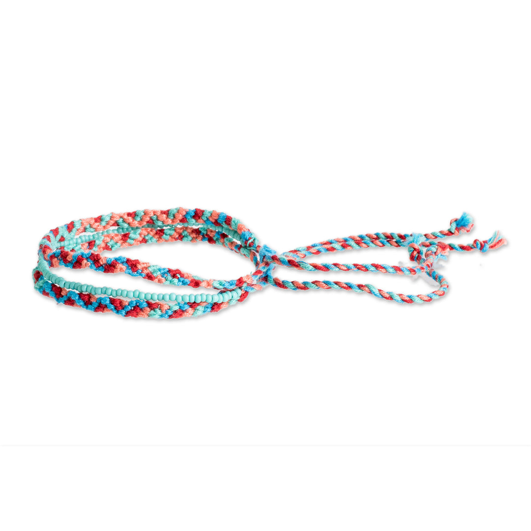 Artisan Crafted Glass Beaded Macrame Bracelet - Colorful Fiesta