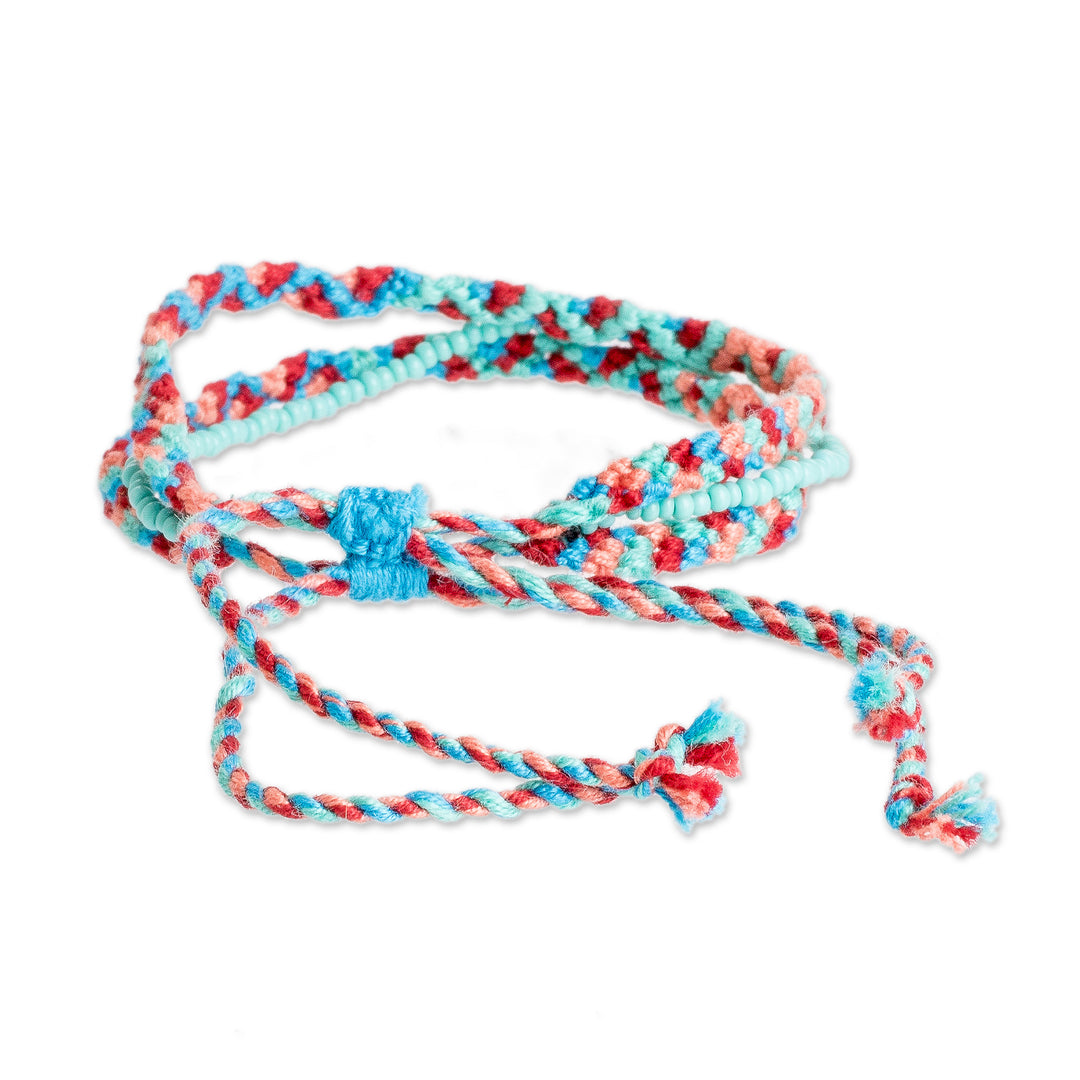 Artisan Crafted Glass Beaded Macrame Bracelet - Colorful Fiesta