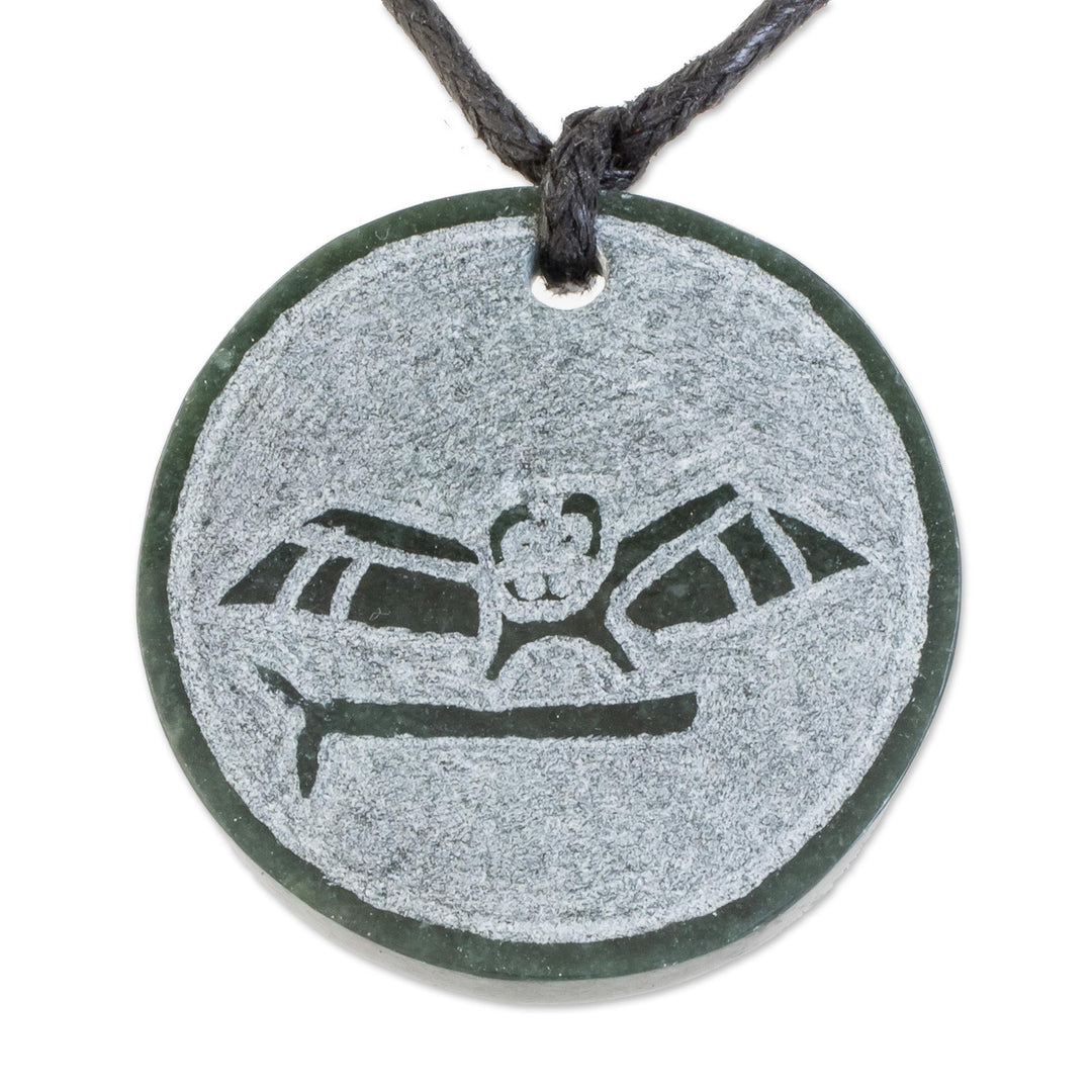 Jade Owl Pendant Necklace from Guatemala - Aq'ab'al