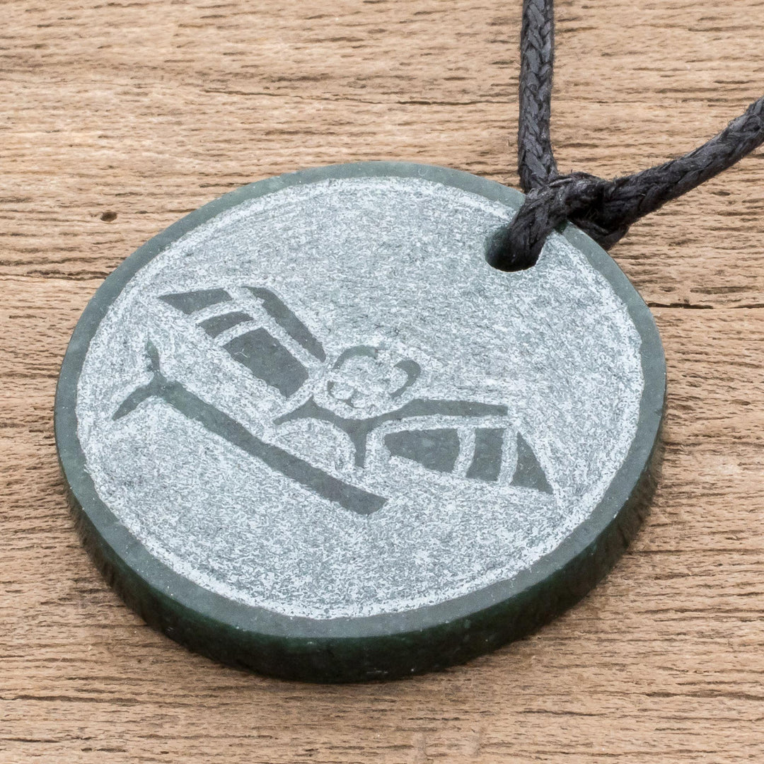 Jade Owl Pendant Necklace from Guatemala - Aq'ab'al
