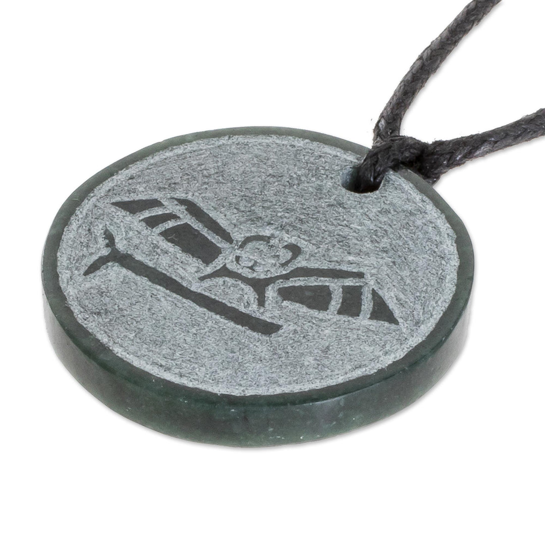 Jade Owl Pendant Necklace from Guatemala - Aq'ab'al