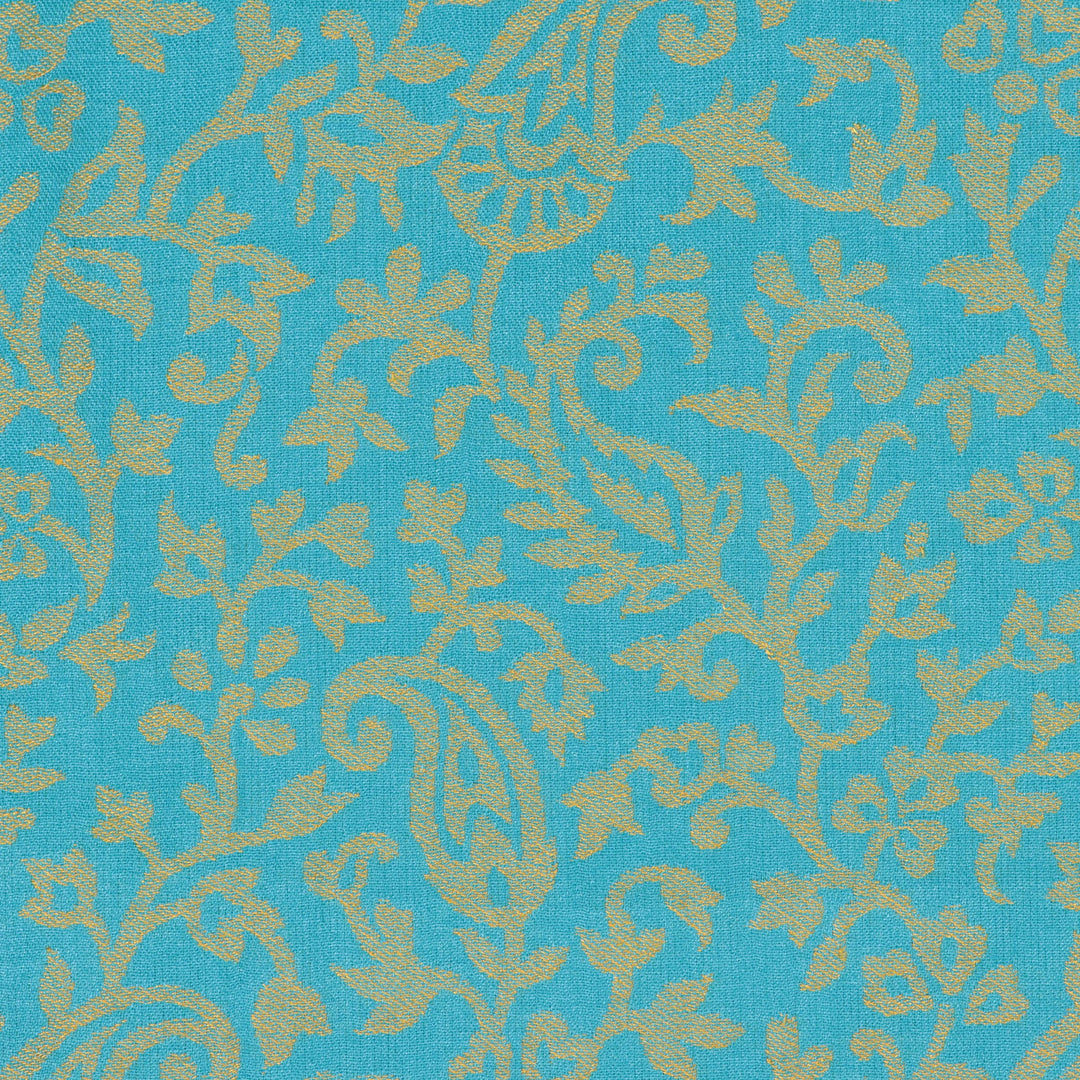 Jacquard Woven Turquoise and Maize Modal Shawl - Paisley Fanfare in Maize