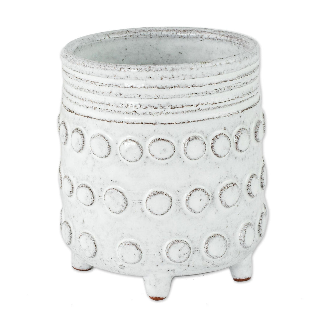 Rustic White Ceramic Sugar Bowl - White Earth