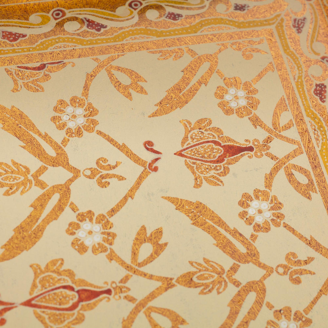 Gold-Tone Reverse-Painted Glass Tray from Peru - Golden Colonial