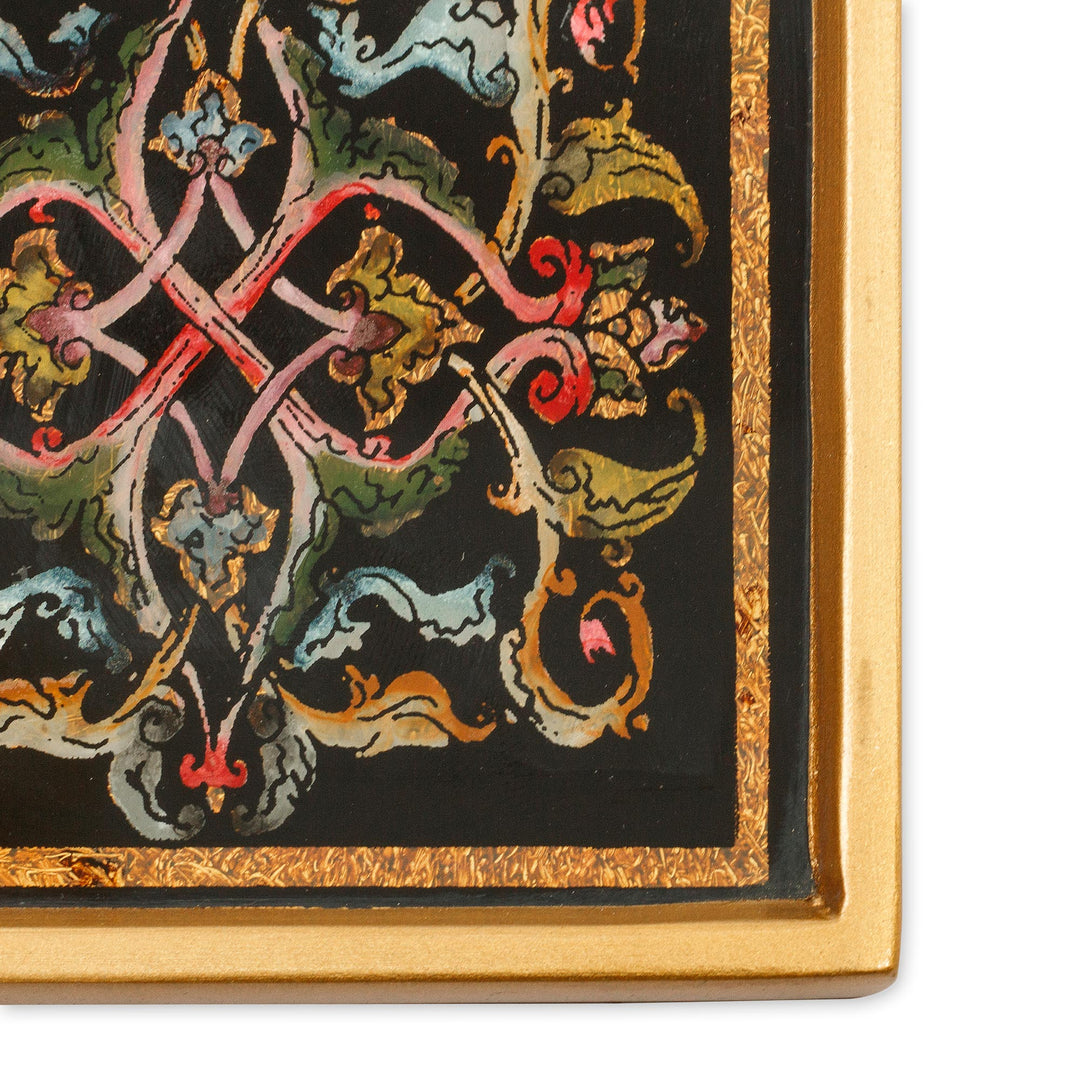 Floral Reverse-Painted Glass Coasters (Set of 4) - Colonial Intricacy