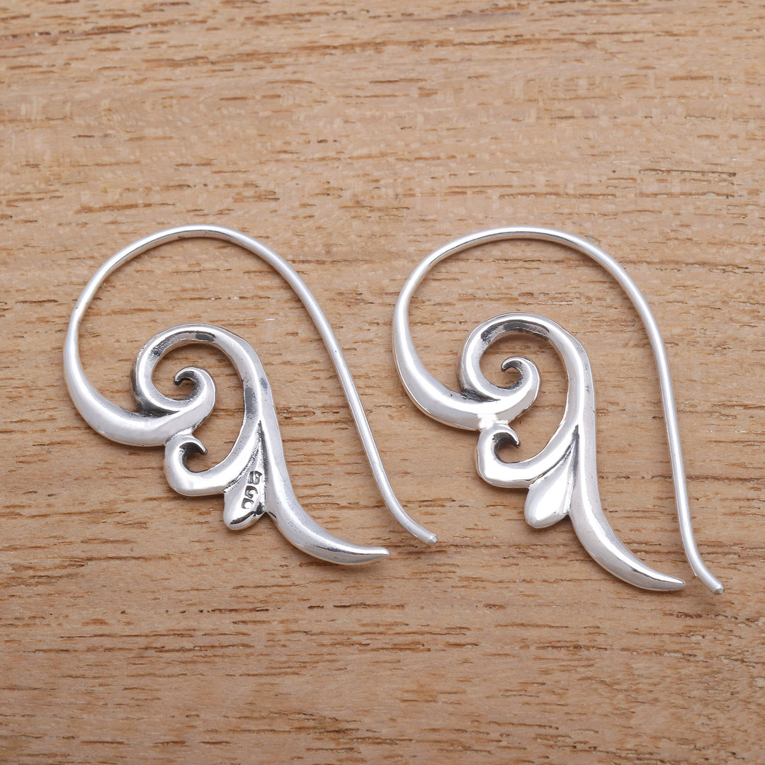 Curling Sterling Silver Dangle Earrings from Bali - Peaceful Curls