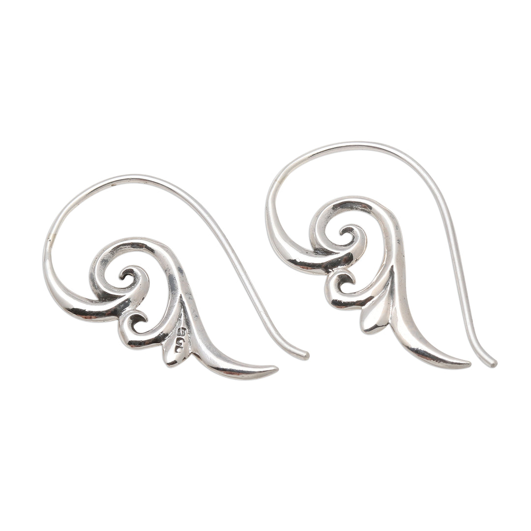 Curling Sterling Silver Dangle Earrings from Bali - Peaceful Curls