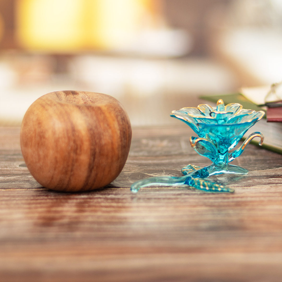 Gilded Blown Glass Rose Flower Figurine from Peru - Celestial Rose