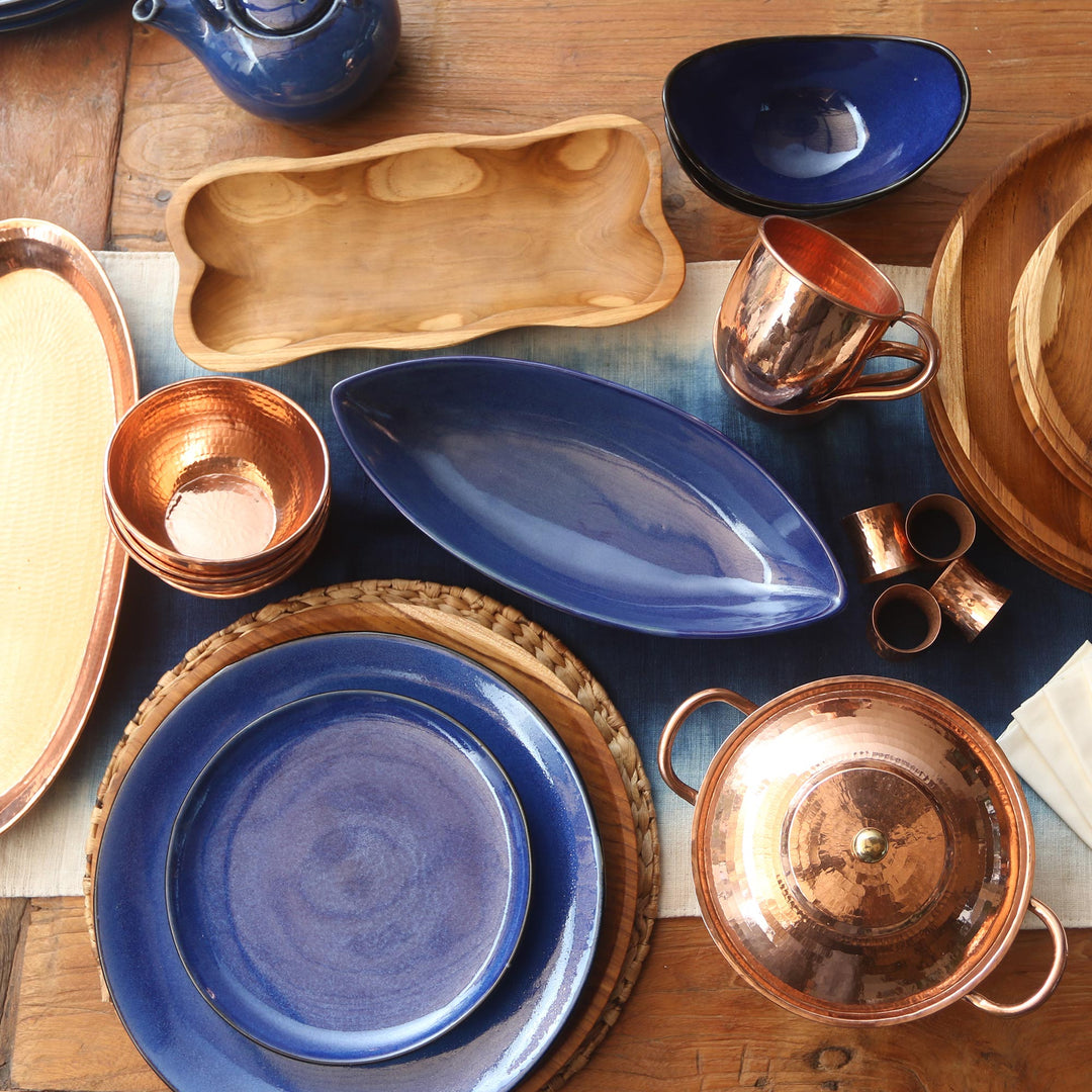 Wavy Teak Wood Appetizer Platter from Bali - Bali Wave