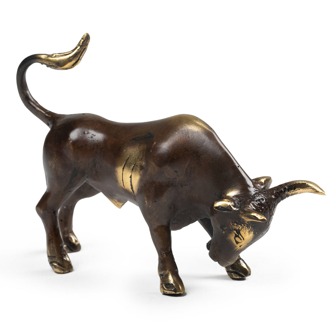 Antiqued Bronze Bull Figurine from Bali - Steadfast Bull