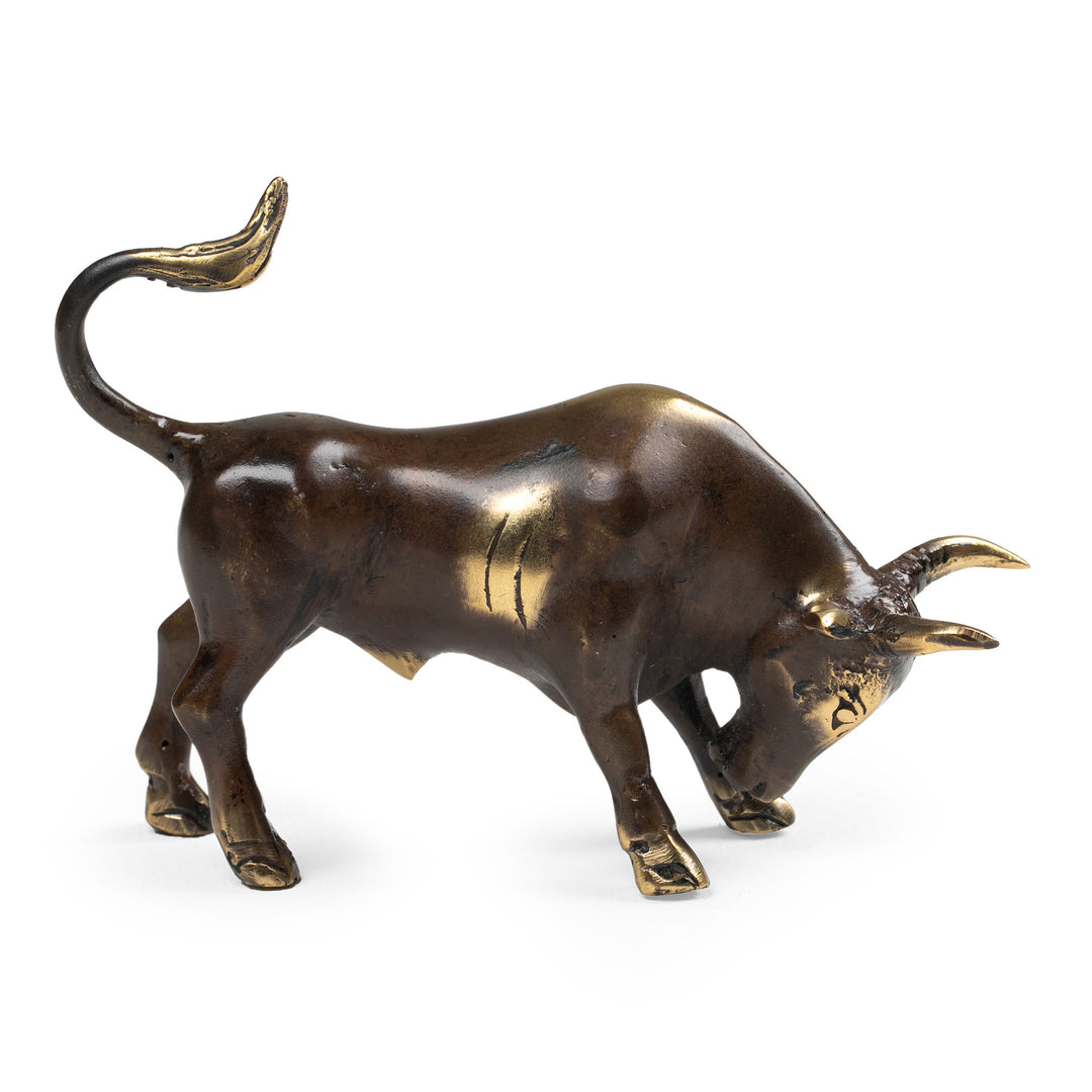 Antiqued Bronze Bull Figurine from Bali - Steadfast Bull