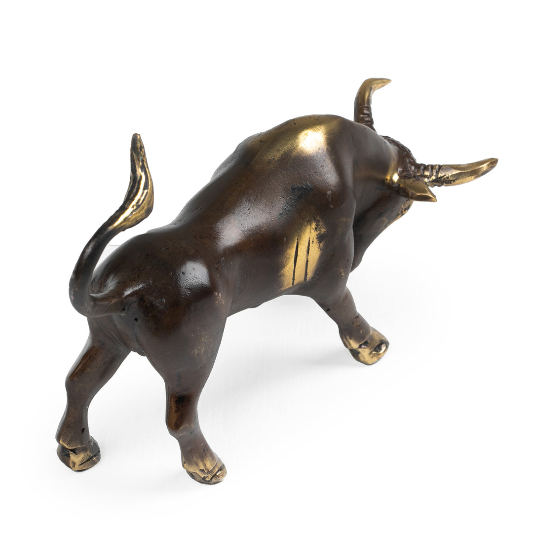Antiqued Bronze Bull Figurine from Bali - Steadfast Bull