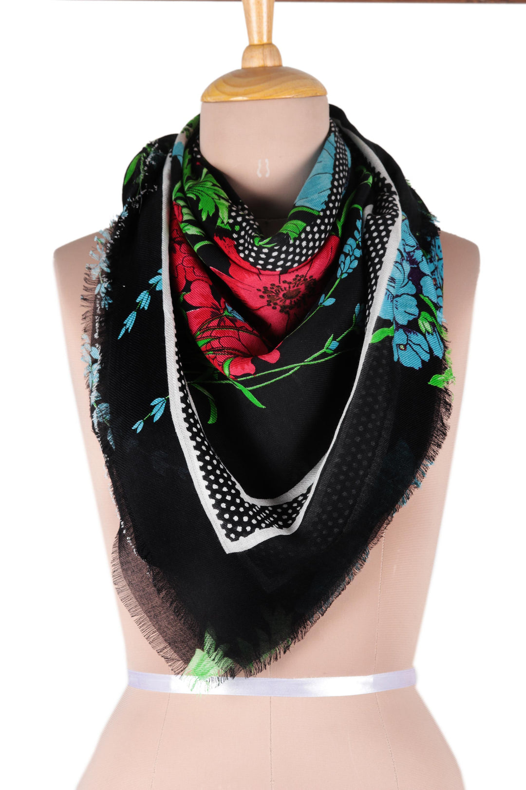 Screen Printed Modal Floral Scarf from India - Cerulean Flowers