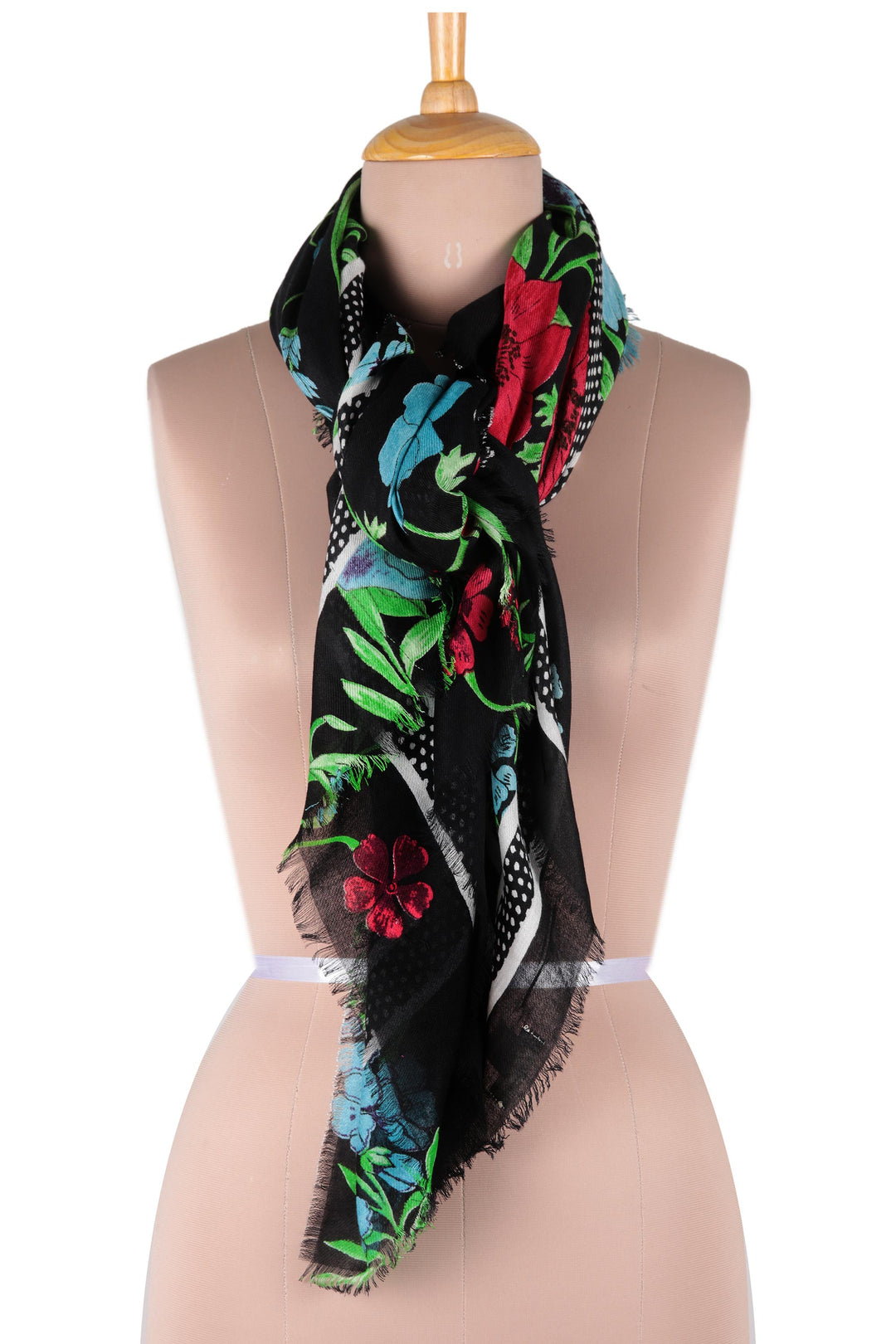 Screen Printed Modal Floral Scarf from India - Cerulean Flowers